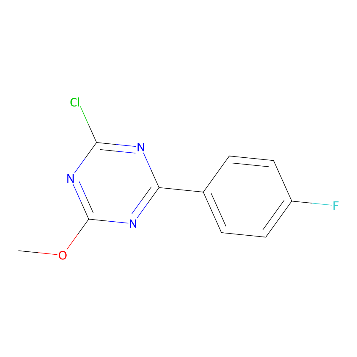 2-Chloro-4-(4-fluorophenyl)-6-methoxy-1,3,5-triazine molecular structure, CAS 1303967-64-7