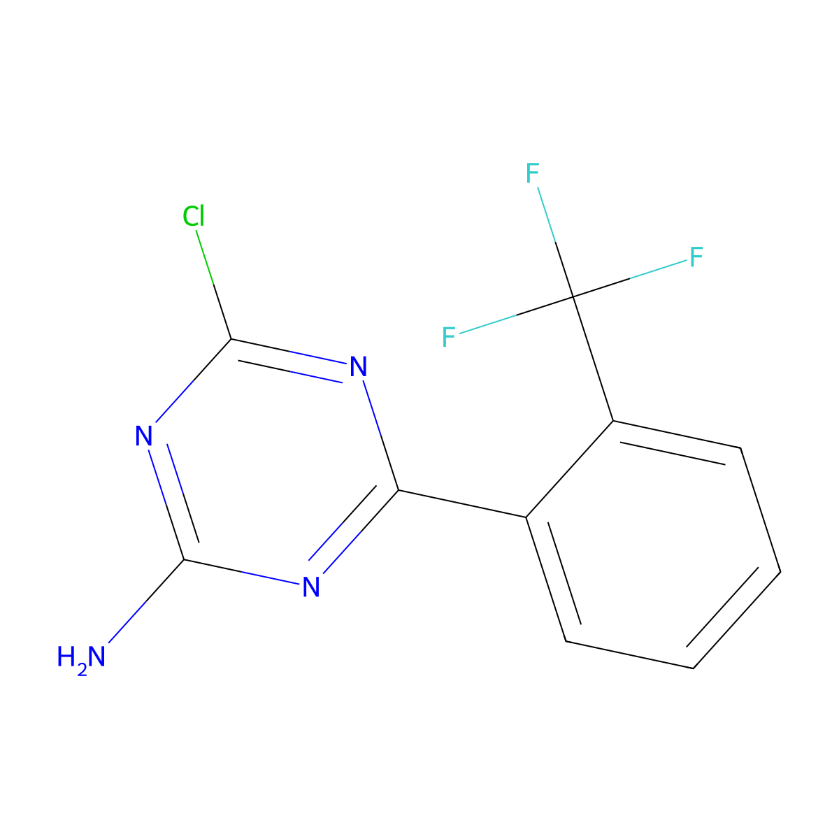 2-Amino-4-chloro-6-(2-trifluoromethylphenyl)-1,3,5-triazine molecular structure, CAS 1303967-65-8