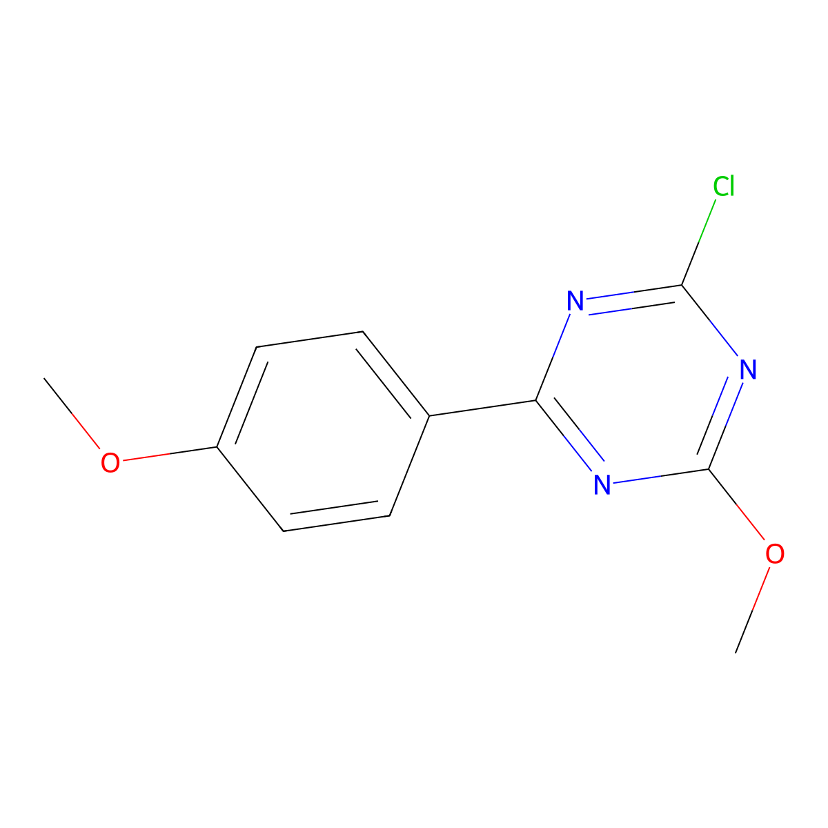 2-Chloro-4-(4-methoxyphenyl)-6-methoxy-1,3,5-triazine molecular structure, CAS 1303967-73-8