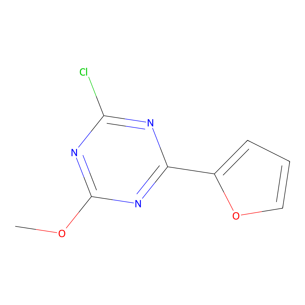 2-Chloro-4-(2-furyl)-6-methoxy-1,3,5-triazine molecular structure, CAS 1303967-77-2