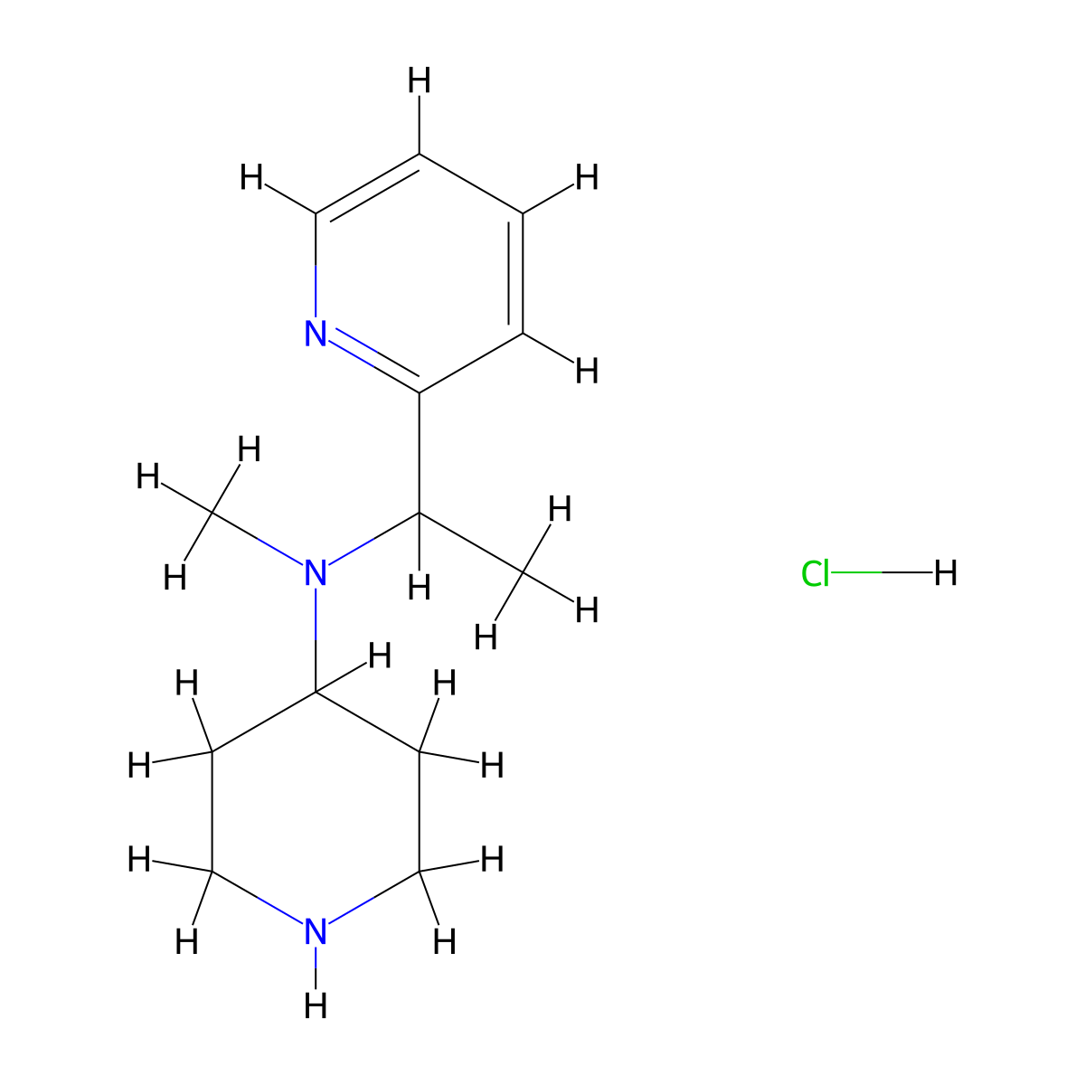N-Methyl-N-(1-(pyridin-2-yl)ethyl)piperidin-4-amine hydrochloride molecular structure, CAS 1303967-79-4