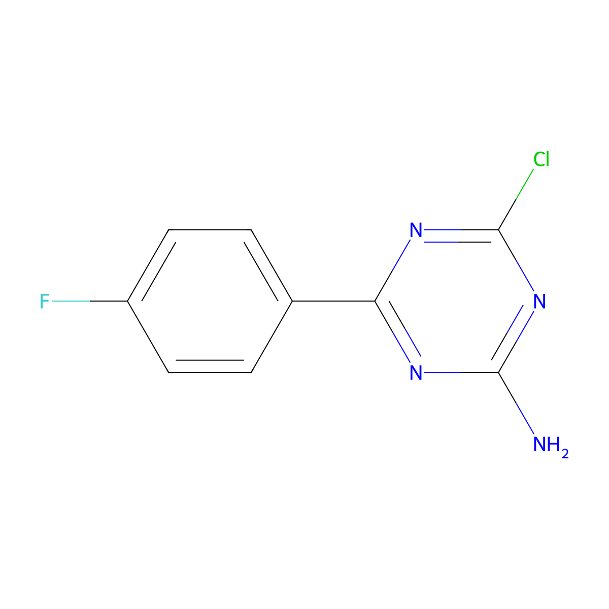 2-Amino-4-chloro-6-(4-fluorophenyl)-1,3,5-triazine molecular structure, CAS 1303967-82-9