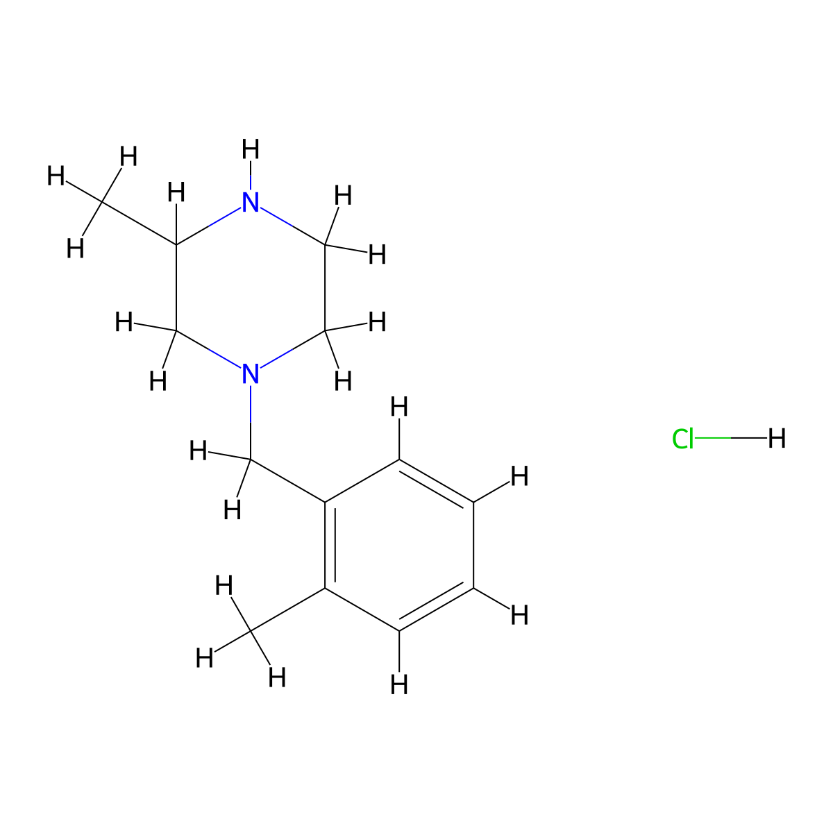 3-Methyl-1-(2-methylbenzyl)piperazine hydrochloride molecular structure, CAS 1303967-83-0