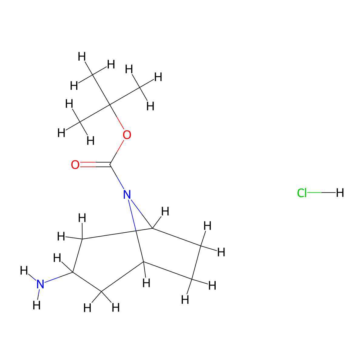 tert-Butyl 3-amino-8-azabicyclo[3.2.1]octane-8-carboxylate hydrochloride molecular structure, CAS 1303968-23-1