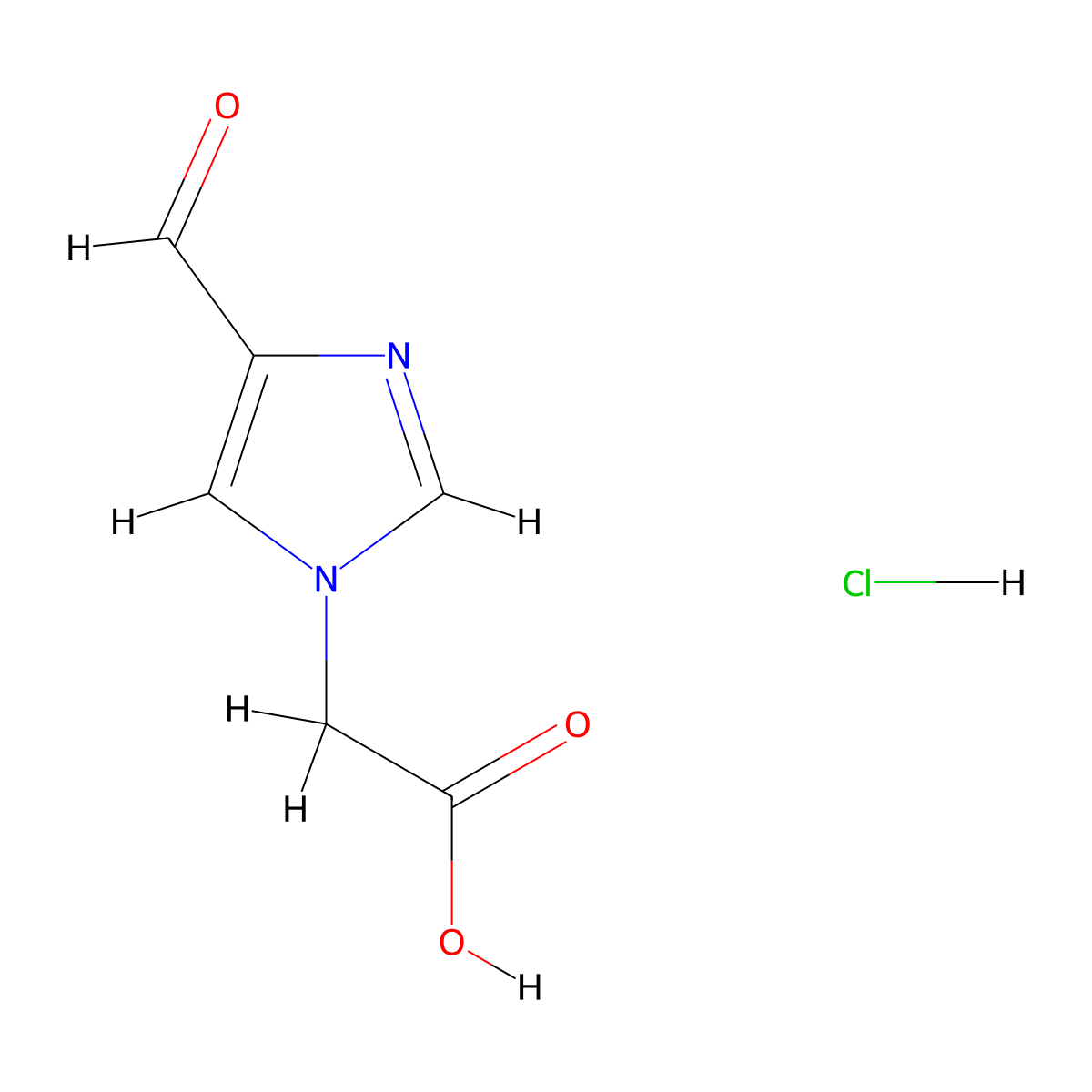2-(4-formyl-1H-imidazol-1-yl)acetic acid hydrochloride molecular structure, CAS 1303968-26-4
