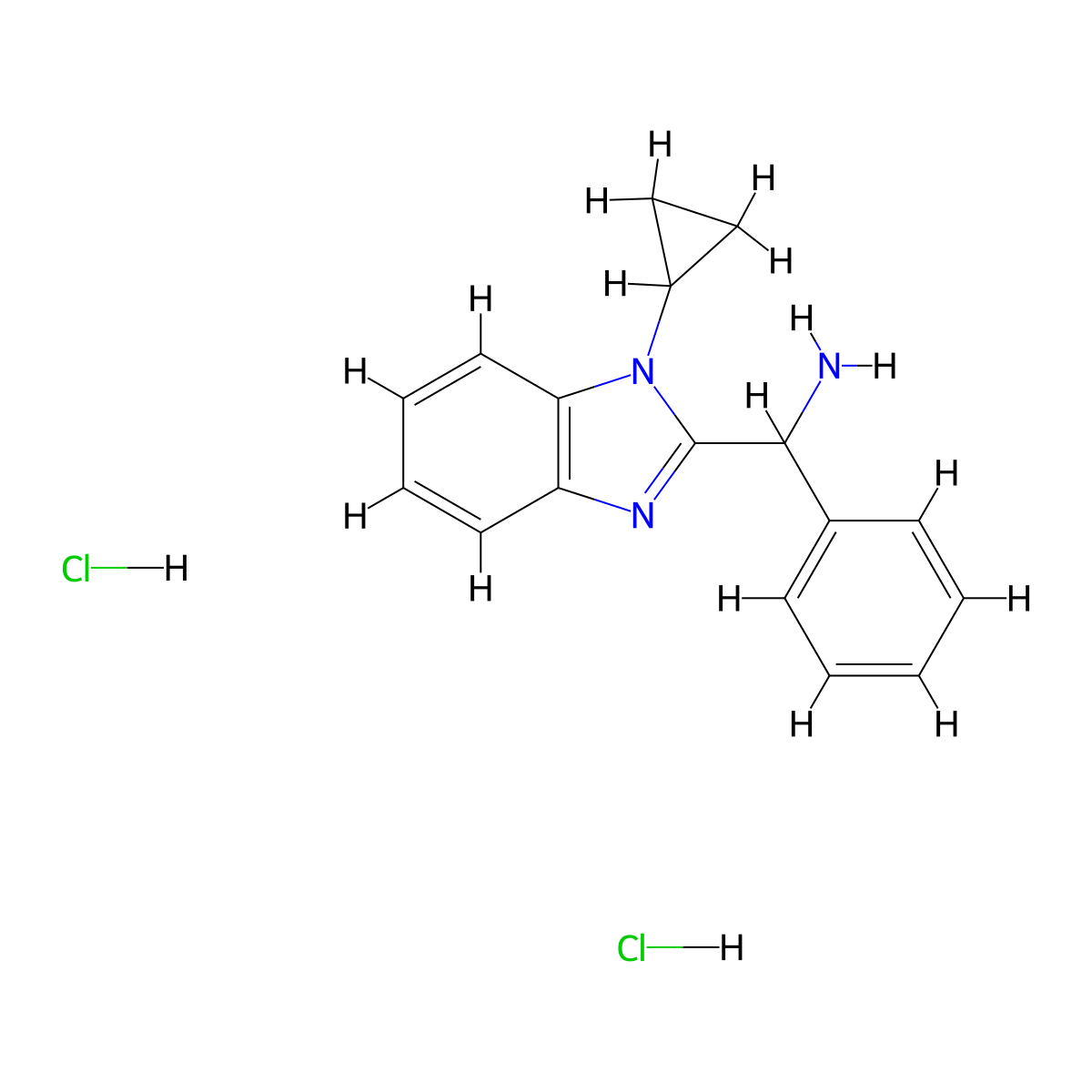 C-(1-Cyclopropyl-1H-benzoimidazol-2-yl)-C-phenyl-methylamine dihydrochloride molecular structure, CAS 1303968-28-6