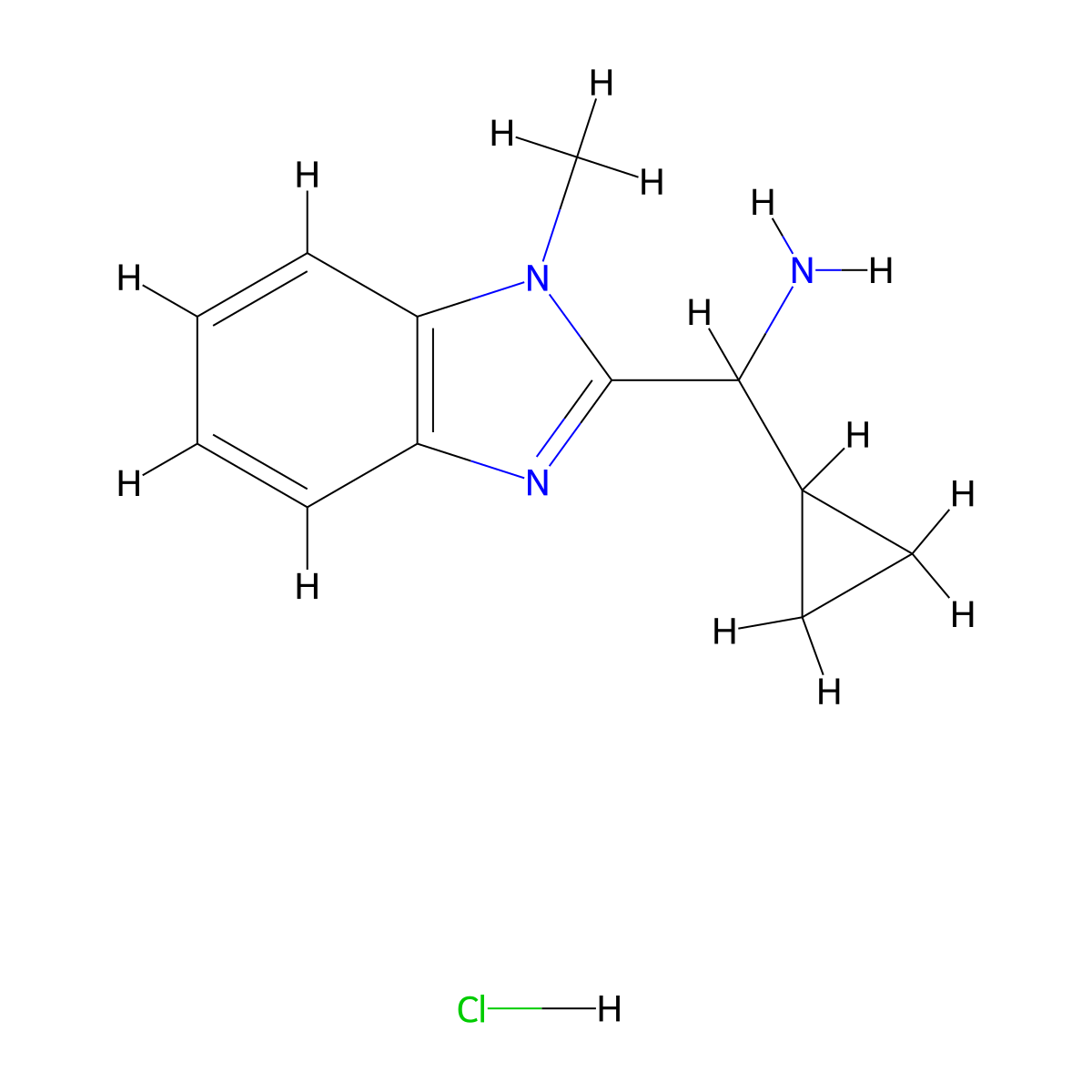C-Cyclopropyl-C-(1-methyl-1H-benzoimidazol-2-yl)-methylamine hydrochloride molecular structure, CAS 1303968-46-8