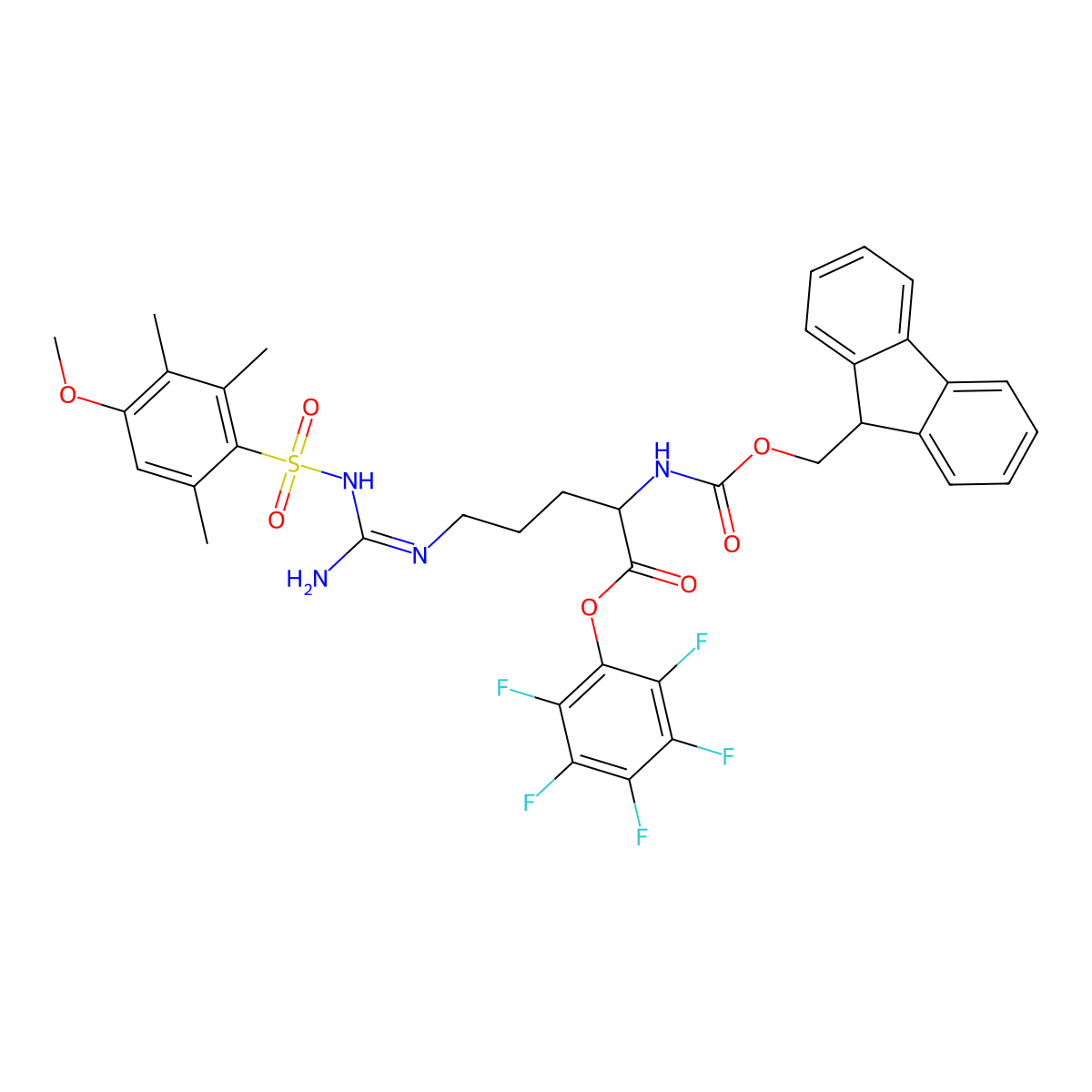 Fmoc-Arg(Mtr)-Opfp molecular structure, CAS 130397-19-2