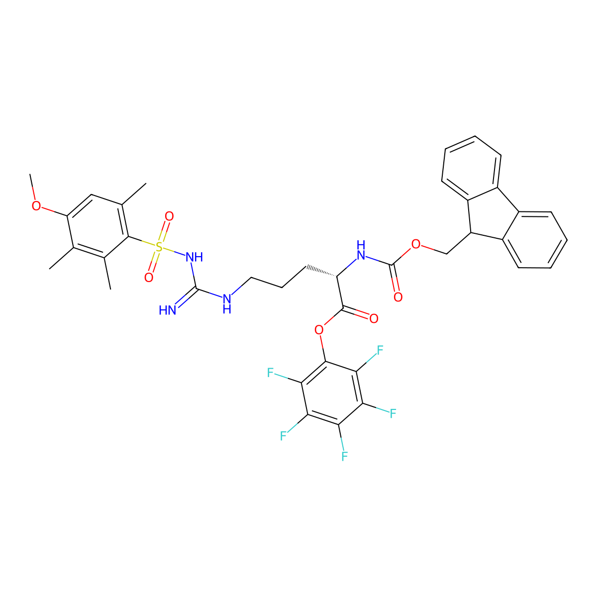 Fmoc-Arg(Mtr)-Opfp molecular structure, CAS 130397-19-2
