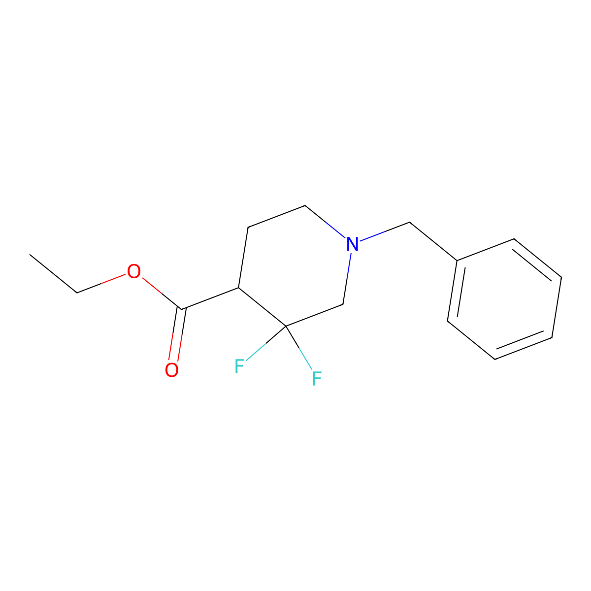 Ethyl 1-benzyl-3,3-difluoropiperidine-4-carboxylate molecular structure, CAS 1303972-84-0