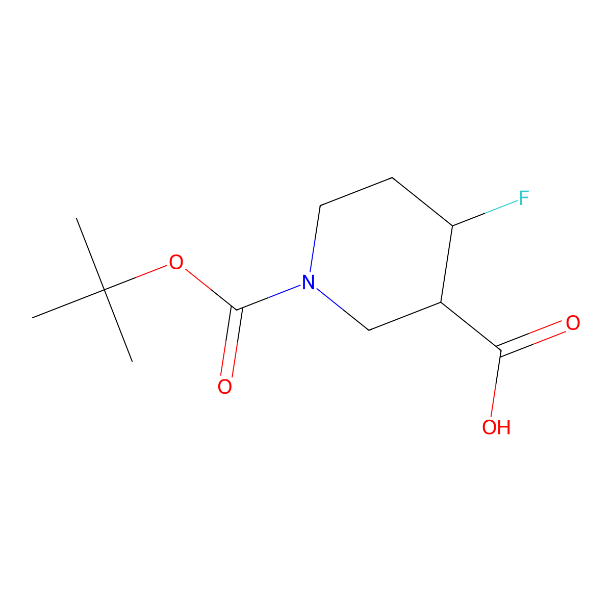 1-(Tert-butoxycarbonyl)-4-fluoropiperidine-3-carboxylic acid molecular structure, CAS 1303972-85-1