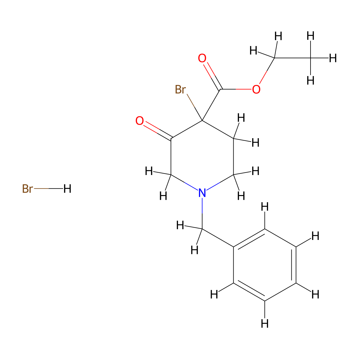 Ethyl 1-benzyl-4-bromo-3-oxopiperidine-4-carboxylate hydrobromide molecular structure, CAS 1303972-94-2