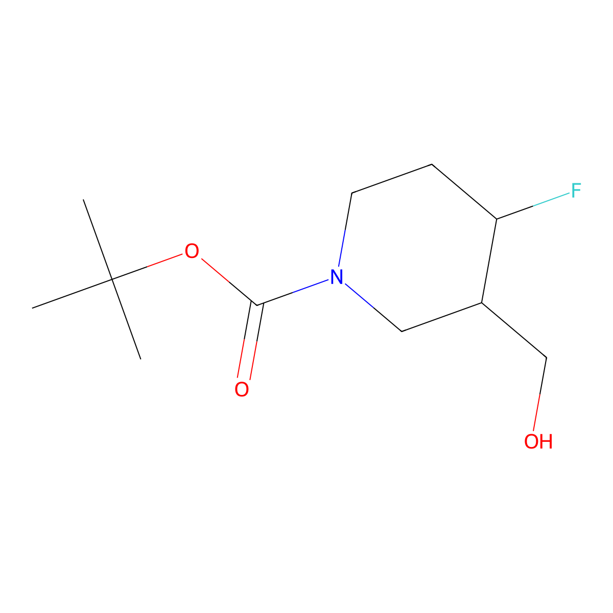 Tert-butyl 4-fluoro-3-(hydroxymethyl)piperidine-1-carboxylate molecular structure, CAS 1303972-97-5