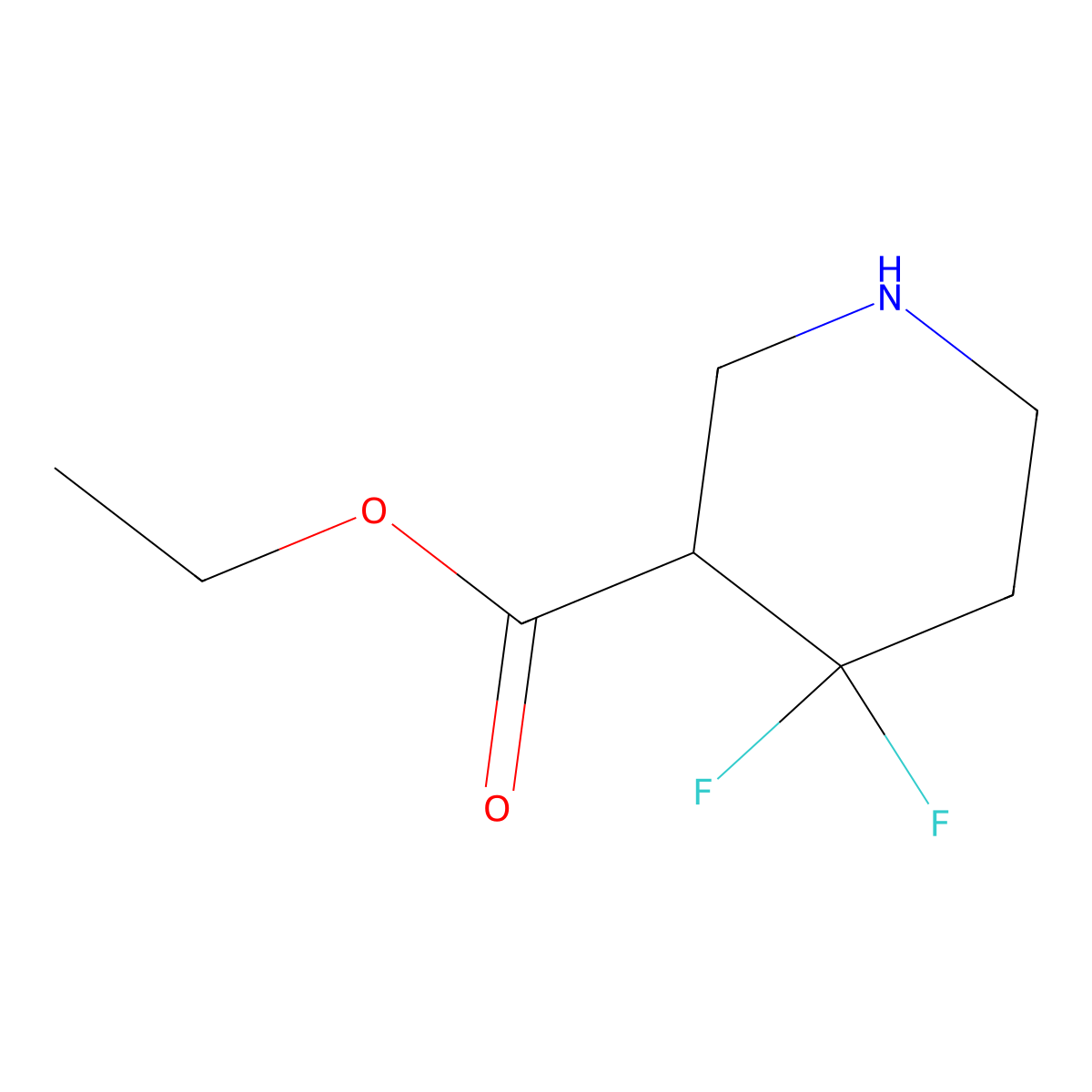 Ethyl 4,4-difluoropiperidine-3-carboxylate molecular structure, CAS 1303972-99-7