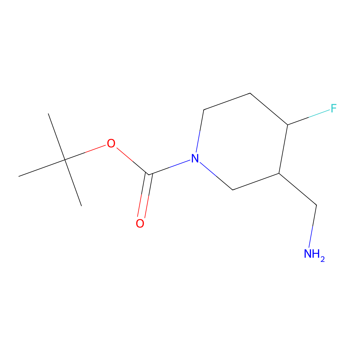 Tert-butyl 3-(aminomethyl)-4-fluoropiperidine-1-carboxylate molecular structure, CAS 1303973-02-5