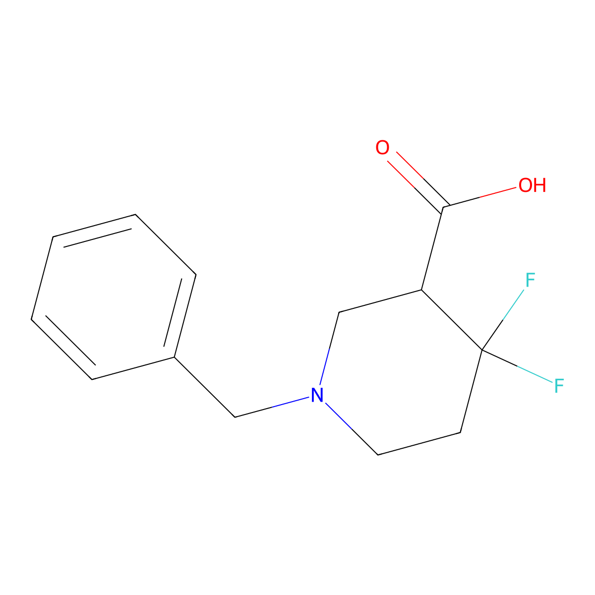 1-Benzyl-4,4-difluoropiperidine-3-carboxylic acid molecular structure, CAS 1303973-03-6