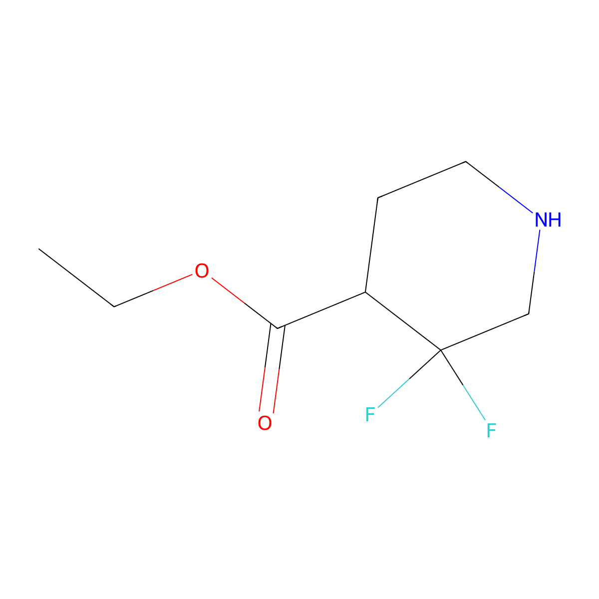 Ethyl 3,3-difluoropiperidine-4-carboxylate molecular structure, CAS 1303973-14-9