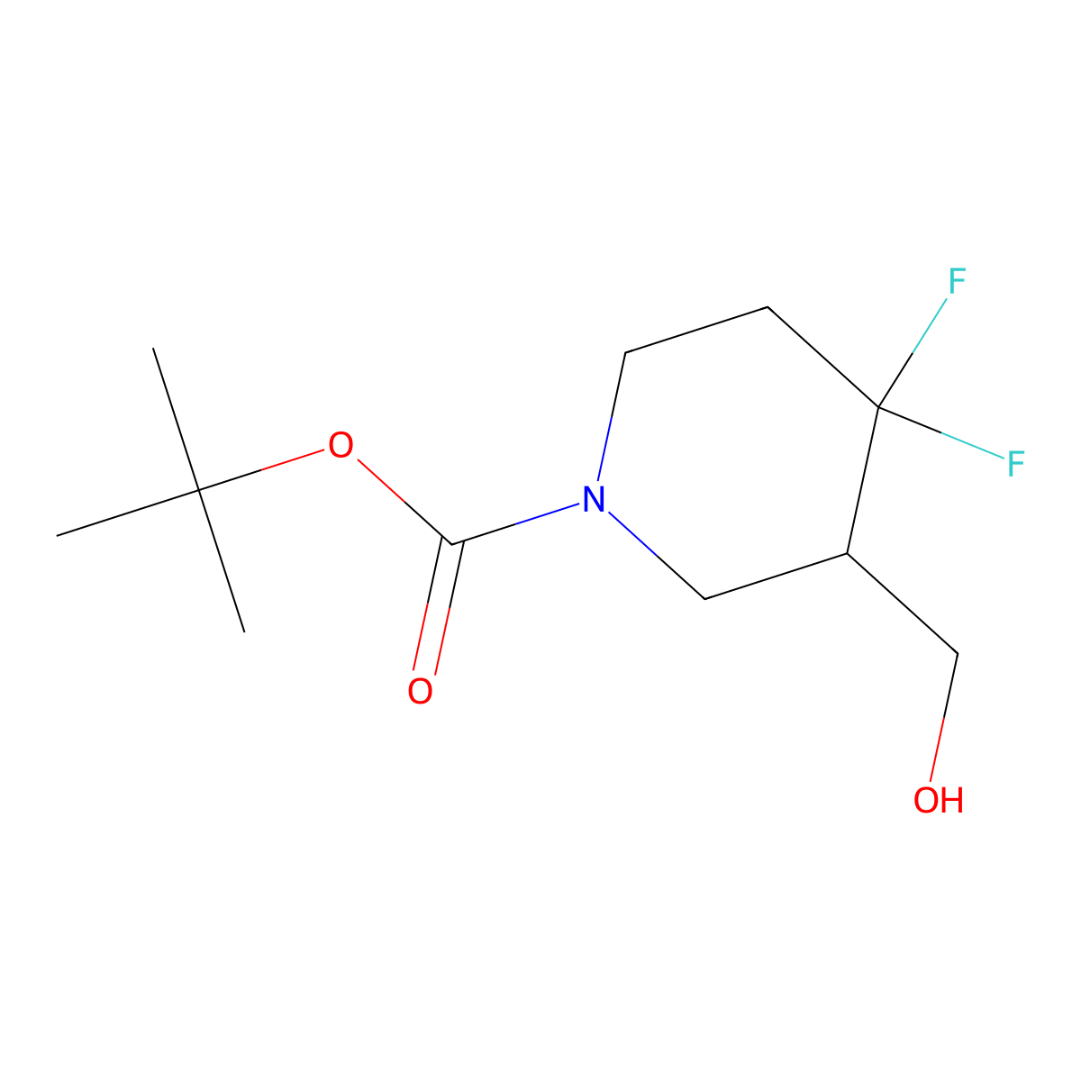 Tert-butyl 4,4-difluoro-3-(hydroxymethyl)piperidine-1-carboxylate molecular structure, CAS 1303973-24-1