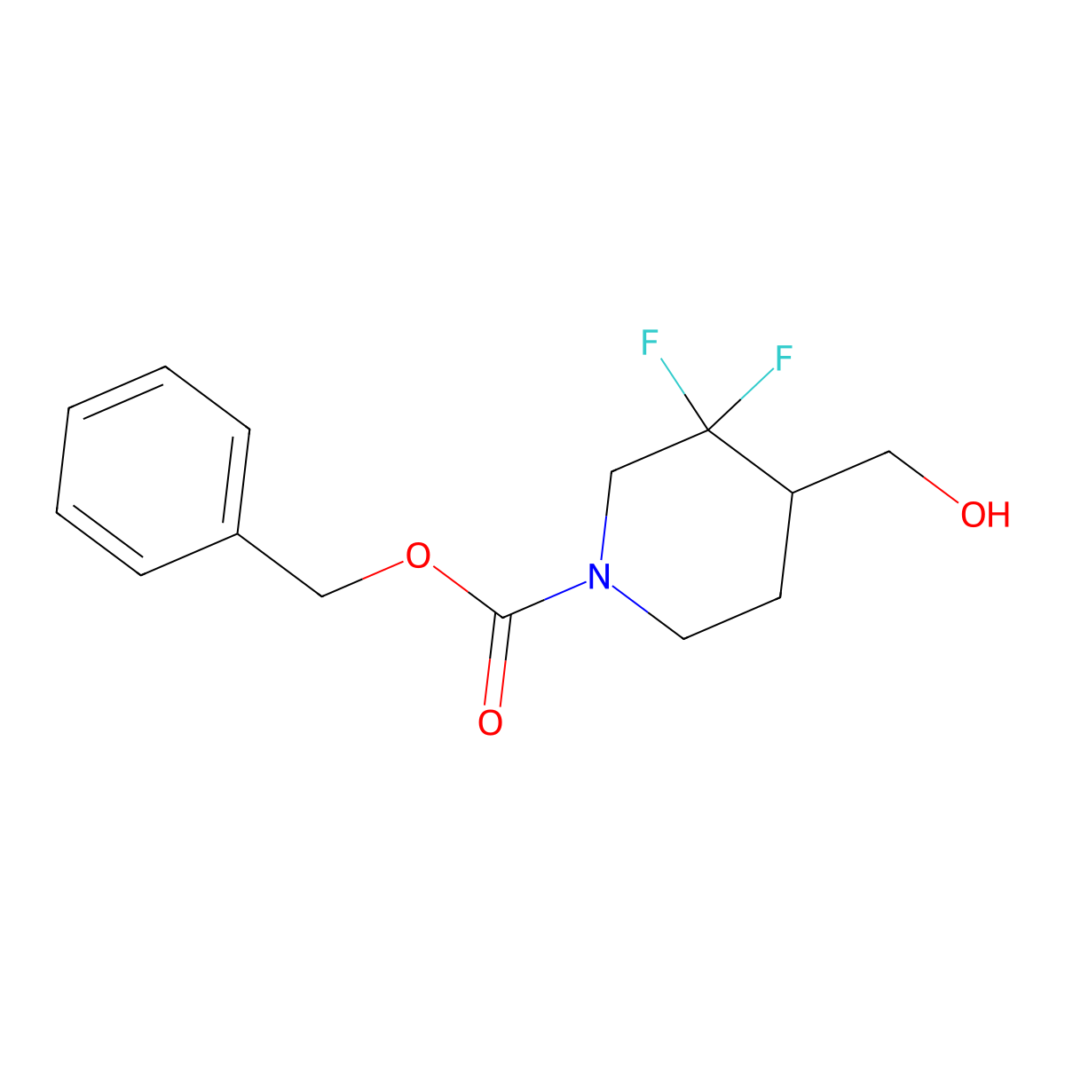 Benzyl 3,3-difluoro-4-(hydroxymethyl)piperidine-1-carboxylate molecular structure, CAS 1303973-82-1