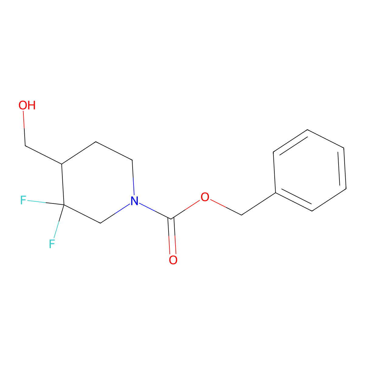 Benzyl 3,3-difluoro-4-(hydroxymethyl)piperidine-1-carboxylate molecular structure, CAS 1303973-82-1