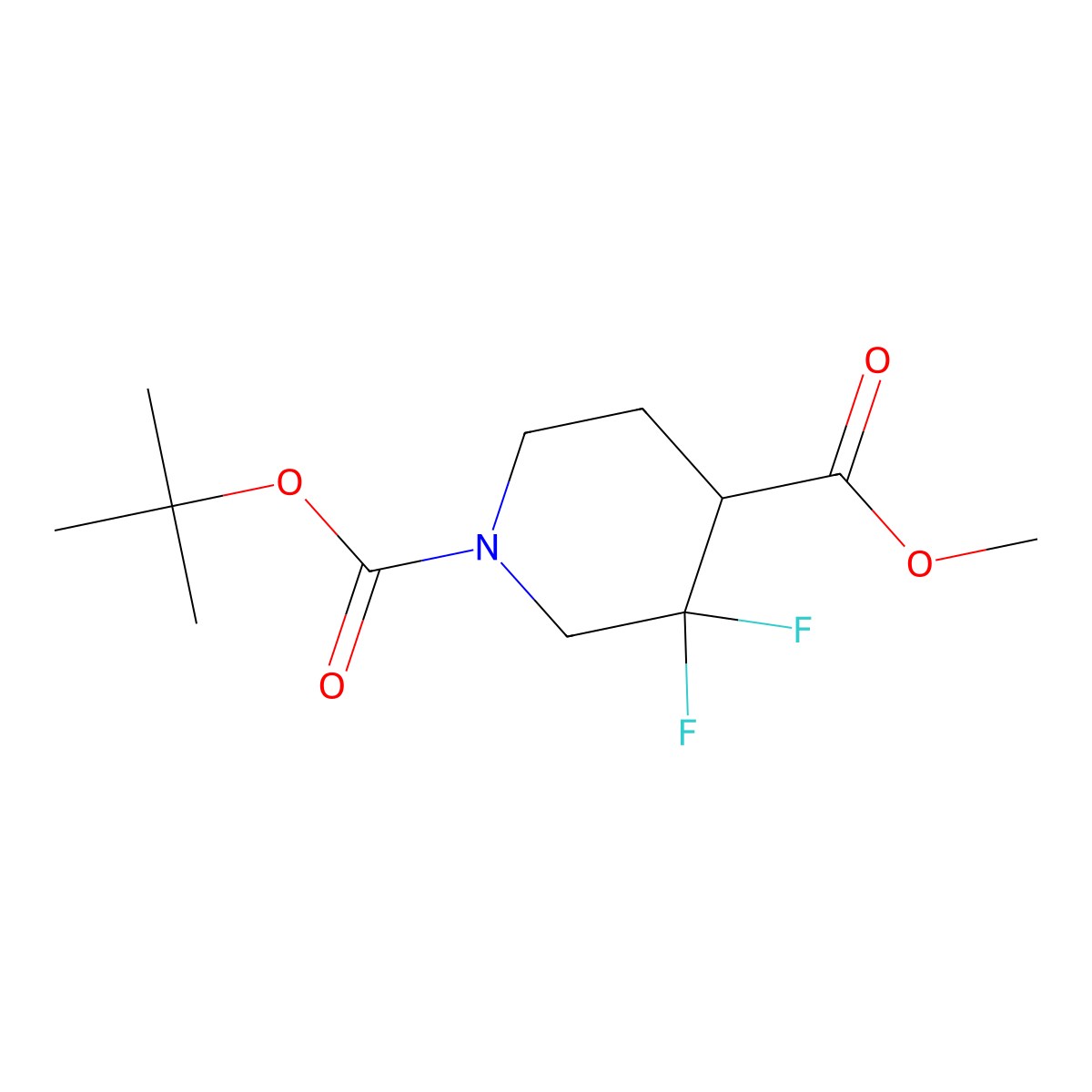 1-tert-Butyl 4-methyl 3,3-difluoropiperidine-1,4-dicarboxylate molecular structure, CAS 1303973-86-5