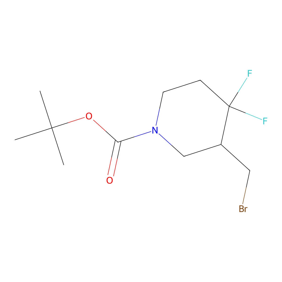 Tert-butyl 3-(bromomethyl)-4,4-difluoropiperidine-1-carboxylate molecular structure, CAS 1303973-88-7