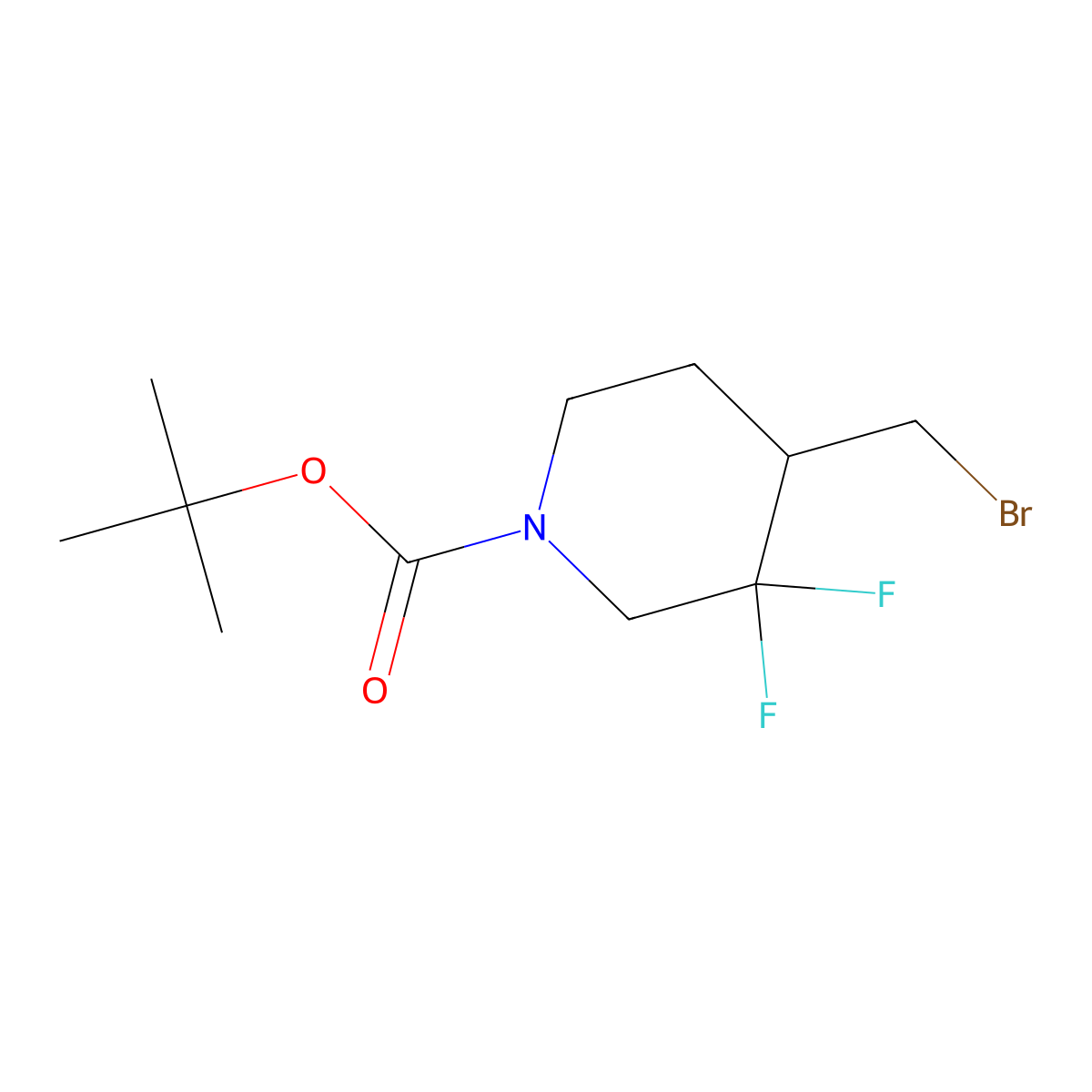 tert-Butyl 4-(bromomethyl)-3,3-difluoropiperidine-1-carboxylate molecular structure, CAS 1303974-03-9