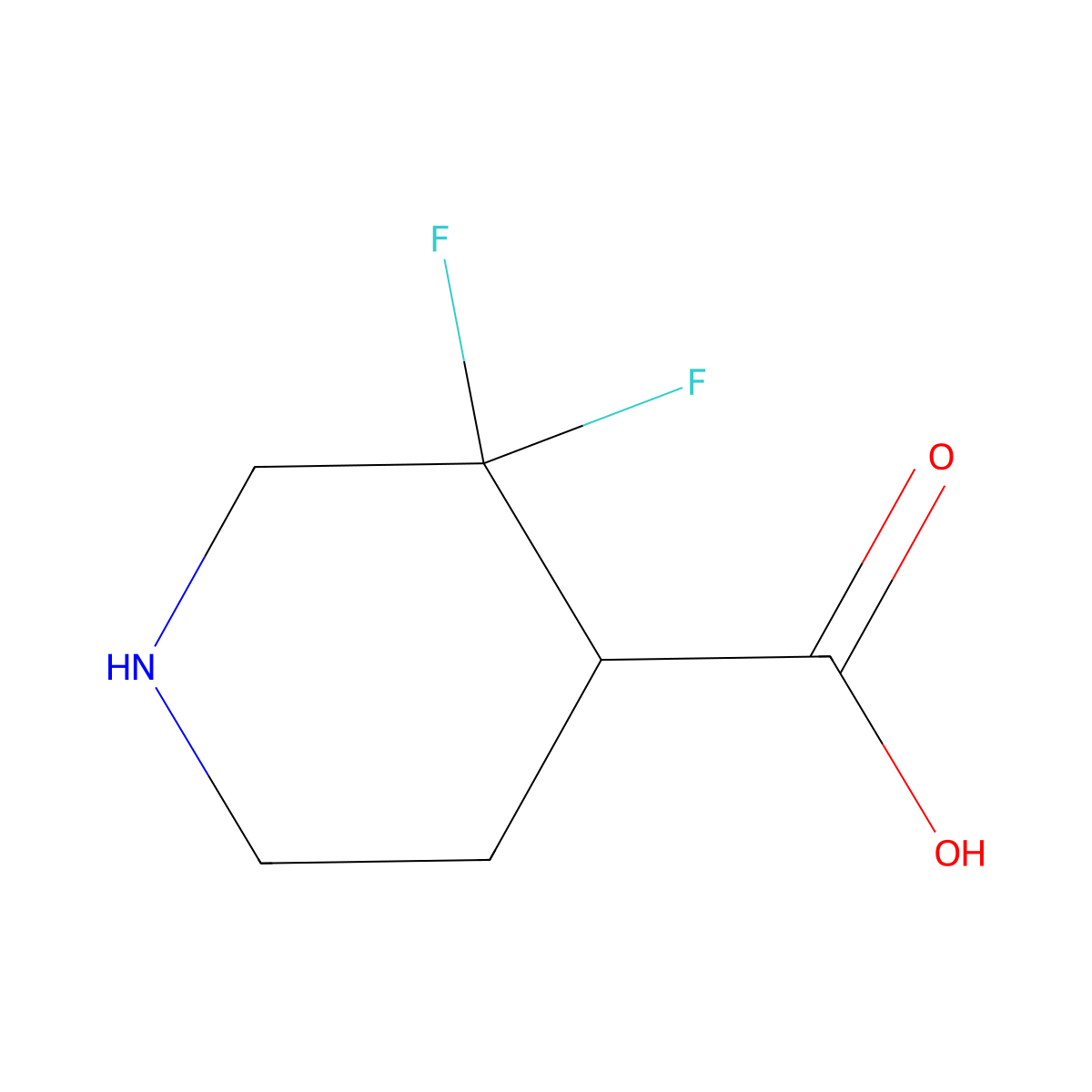 3,3-Difluoropiperidine-4-carboxylic acid molecular structure, CAS 1303974-04-0