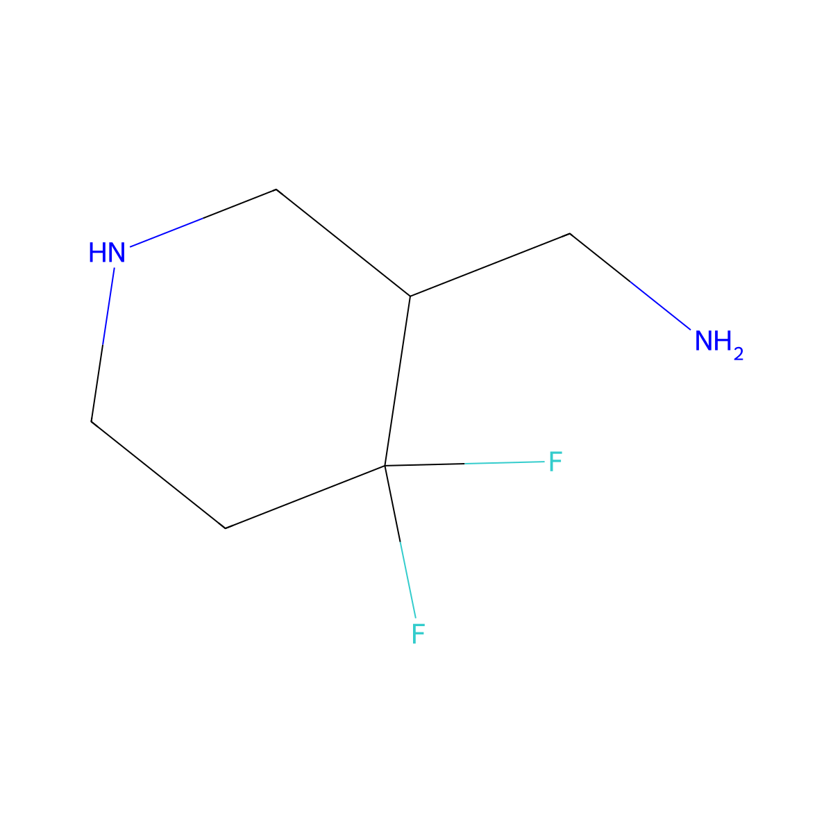(4,4-Difluoropiperidin-3-yl)methanamine molecular structure, CAS 1303974-10-8