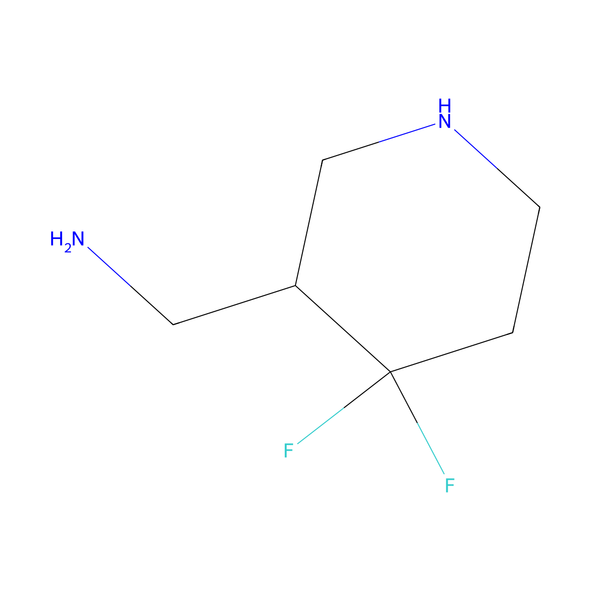 (4,4-Difluoropiperidin-3-yl)methanamine molecular structure, CAS 1303974-10-8