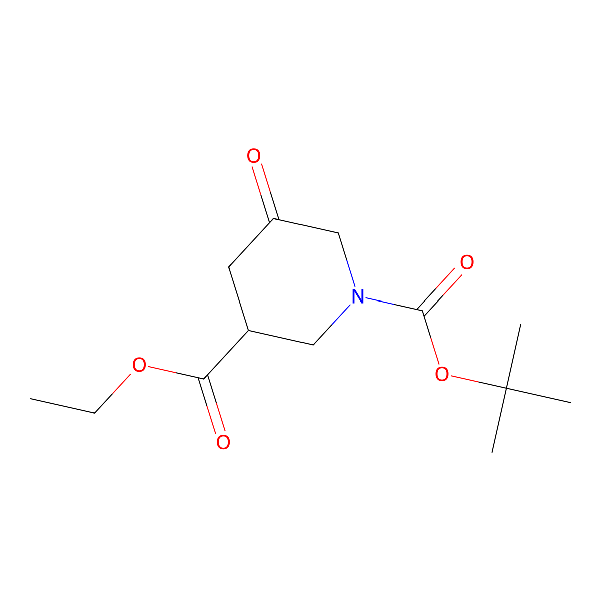 1-Tert-butyl 3-ethyl 5-oxopiperidine-1,3-dicarboxylate molecular structure, CAS 1303974-24-4