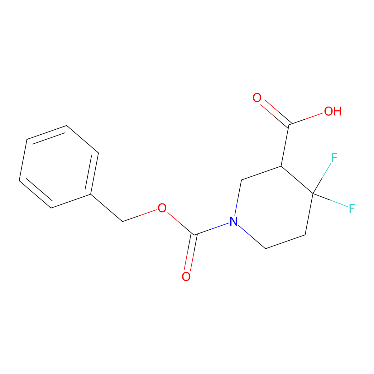 1-((Benzyloxy)carbonyl)-4,4-difluoropiperidine-3-carboxylic acid molecular structure, CAS 1303974-25-5