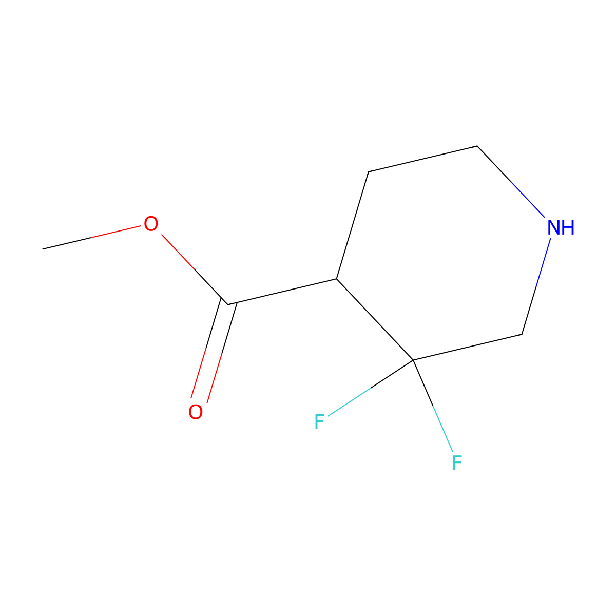 Methyl 3,3-difluoropiperidine-4-carboxylate molecular structure, CAS 1303974-38-0