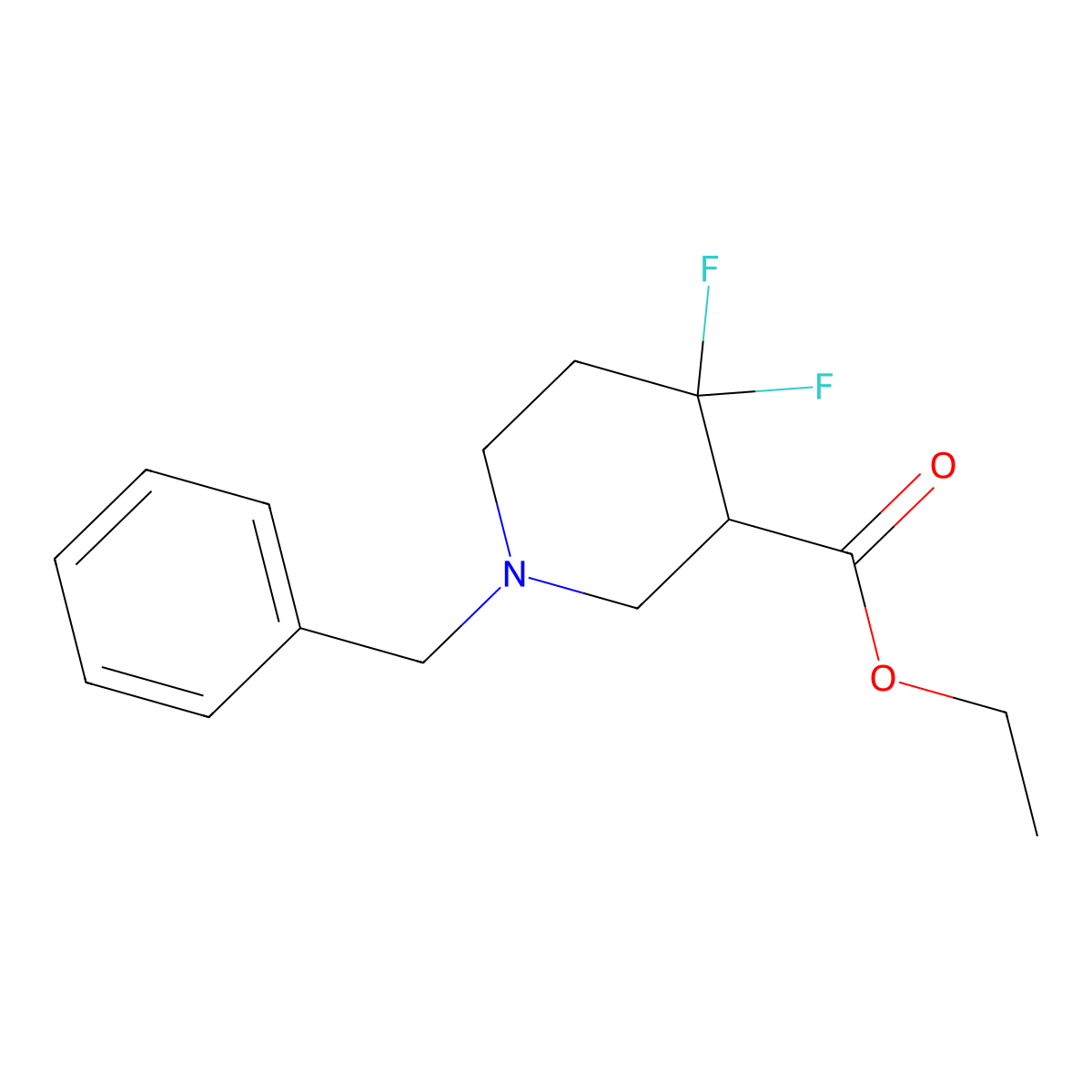 Ethyl 1-benzyl-4,4-difluoropiperidine-3-carboxylate molecular structure, CAS 1303974-56-2