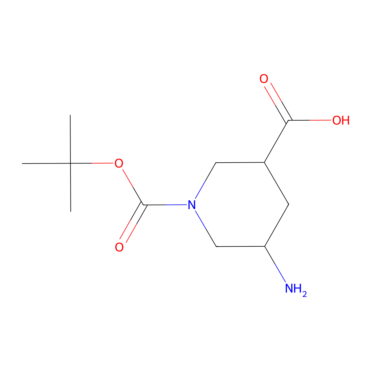 5-Amino-1-[(tert-butoxy)carbonyl]piperidine-3-carboxylic acid molecular structure, CAS 1303974-59-5
