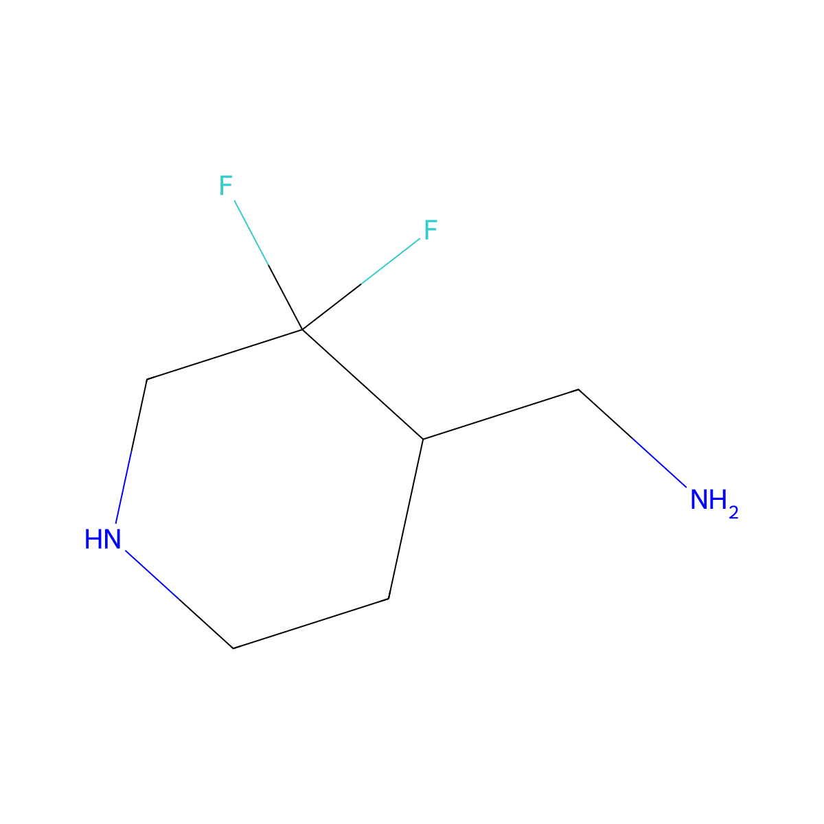 (3,3-Difluoropiperidin-4-yl)methanamine molecular structure, CAS 1303974-63-1