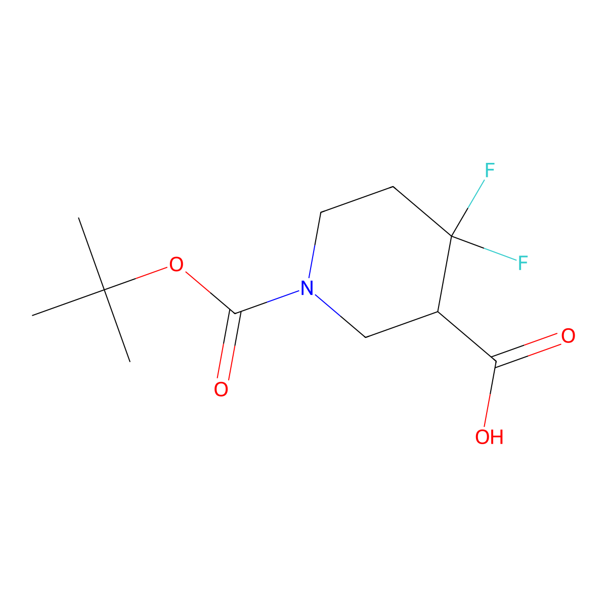 1-[(Tert-butoxy)carbonyl]-4,4-difluoropiperidine-3-carboxylic acid molecular structure, CAS 1303974-65-3