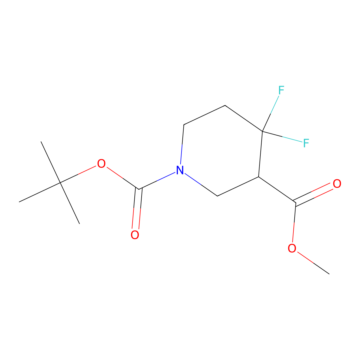 1-tert-butyl 3-Methyl 4,4-difluoropiperidine-1,3-dicarboxylate molecular structure, CAS 1303974-67-5