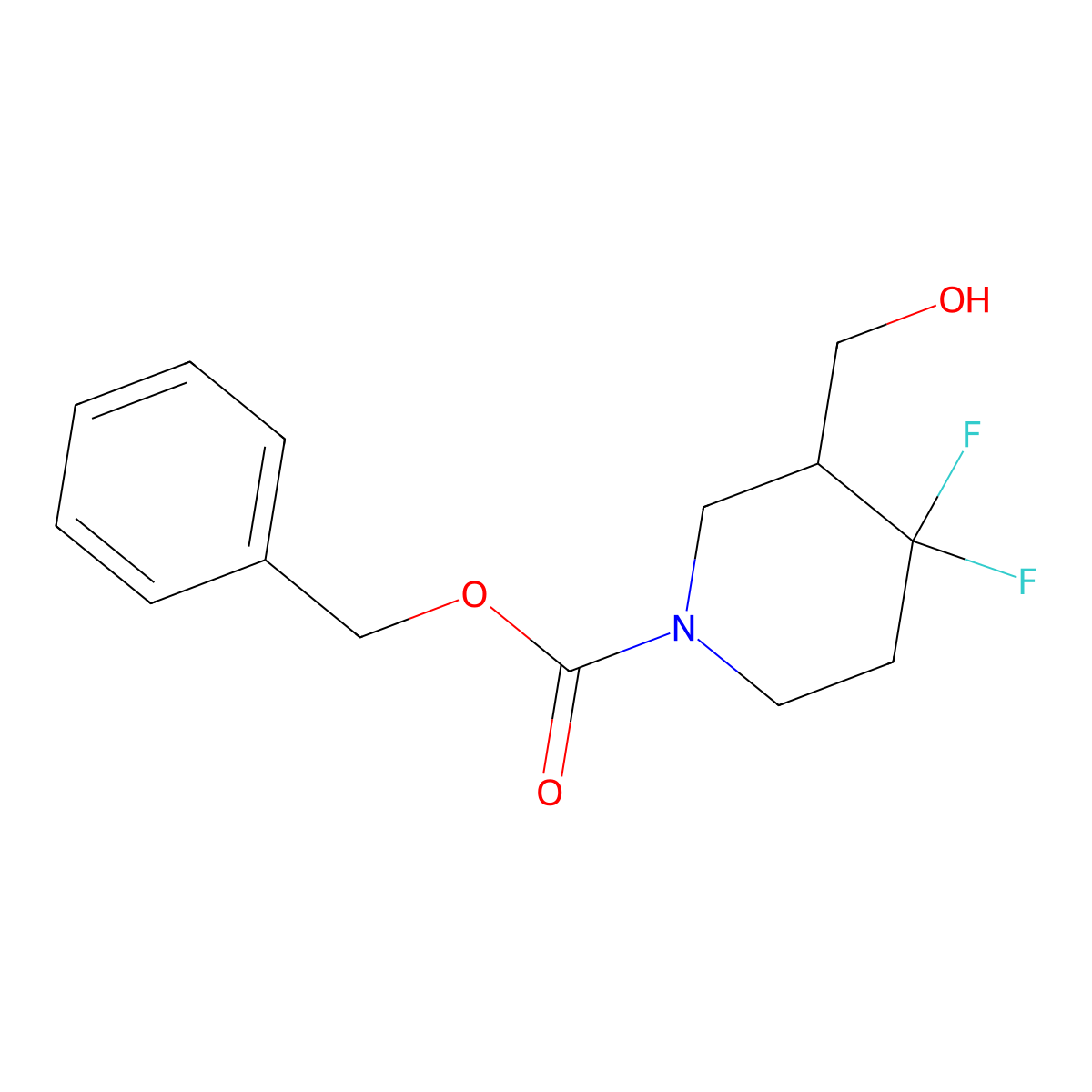 Benzyl 4,4-difluoro-3-(hydroxymethyl)piperidine-1-carboxylate molecular structure, CAS 1303974-79-9