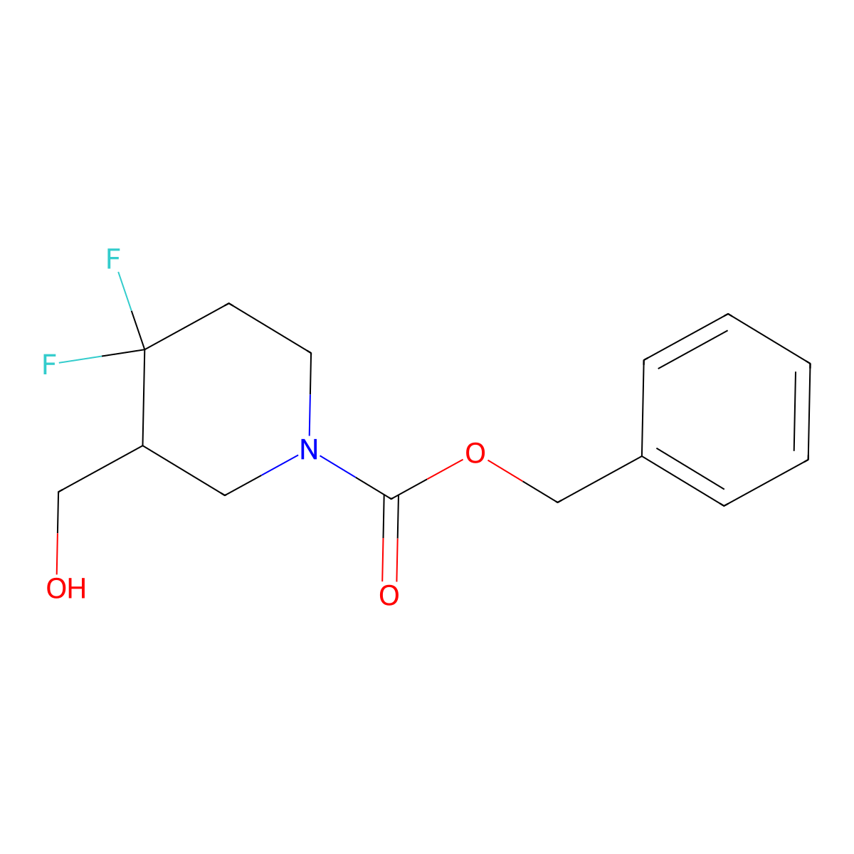 Benzyl 4,4-difluoro-3-(hydroxymethyl)piperidine-1-carboxylate molecular structure, CAS 1303974-79-9