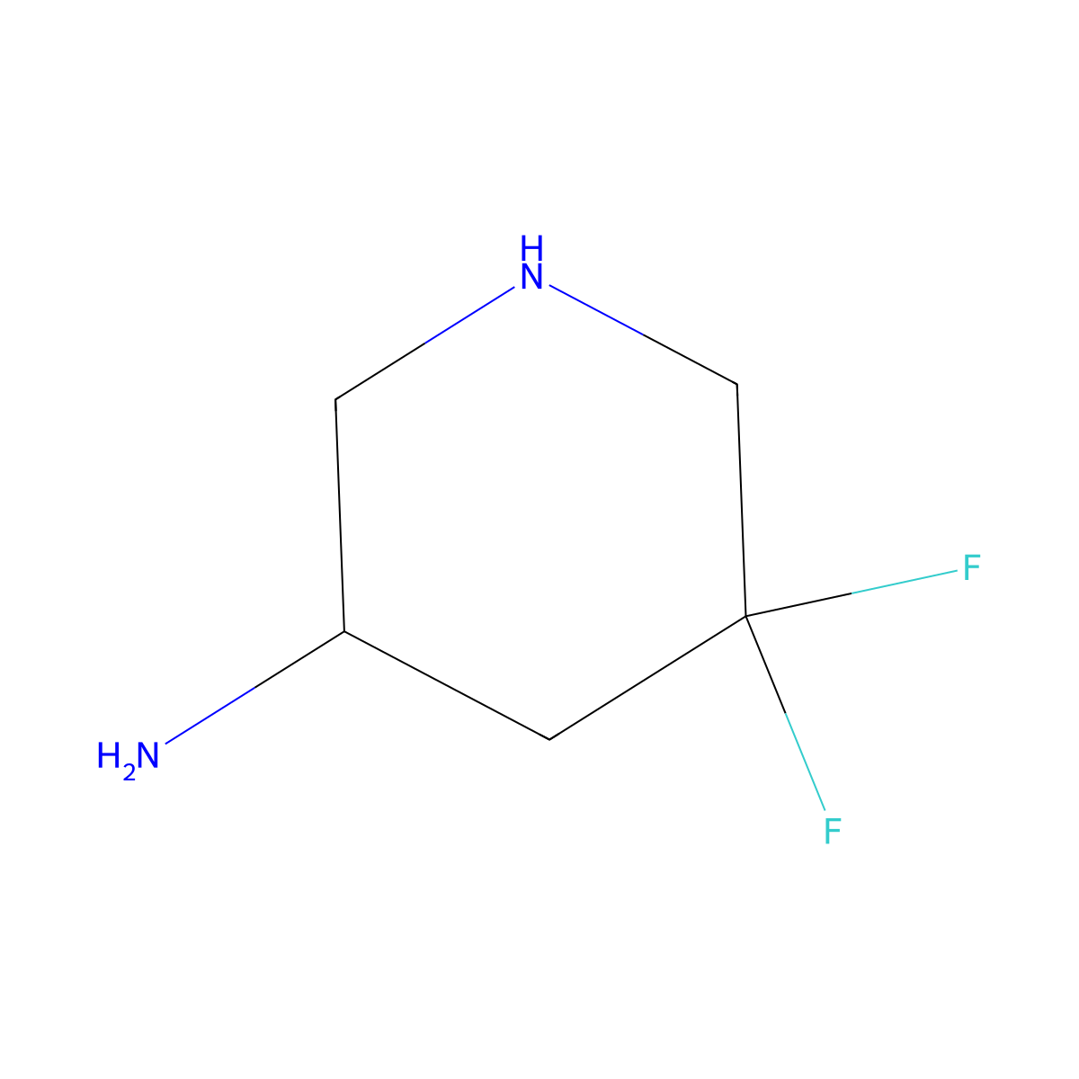 5,5-Difluoropiperidin-3-amine molecular structure, CAS 1303974-87-9