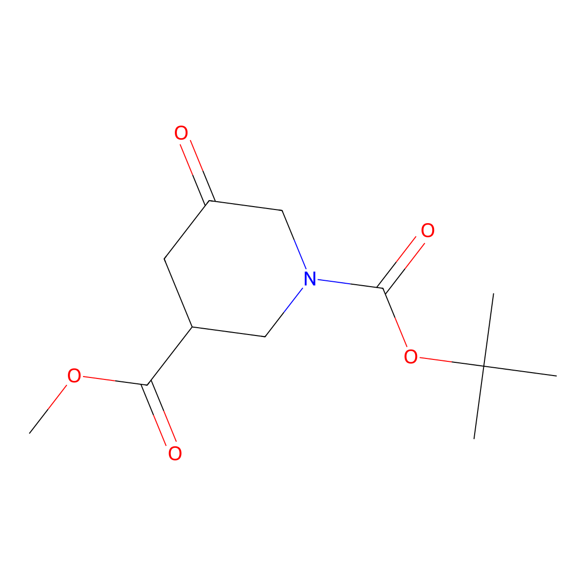 1-Tert-butyl 3-methyl 5-oxopiperidine-1,3-dicarboxylate molecular structure, CAS 1303974-96-0