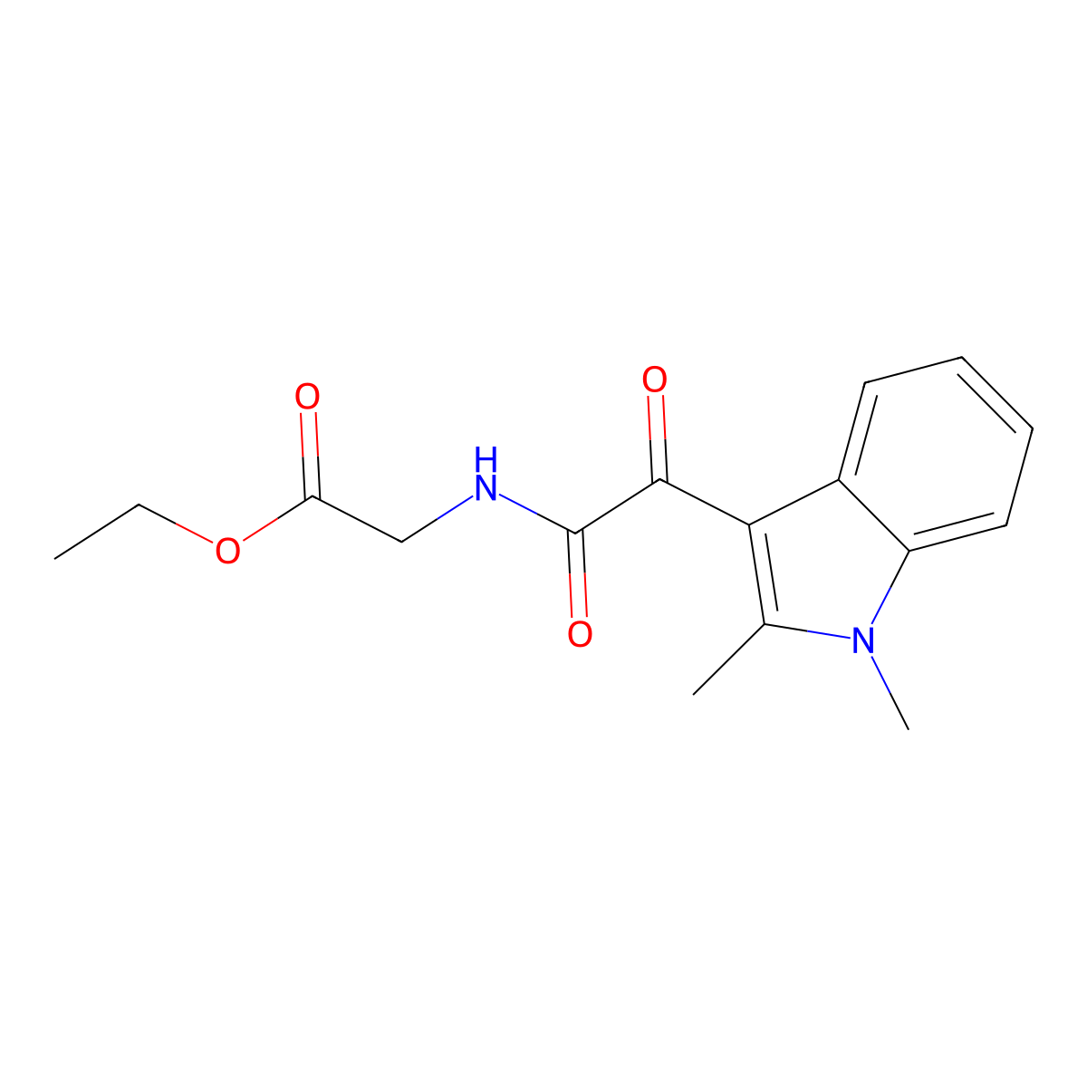 Ethyl 2-[[2-(1,2-dimethylindol-3-yl)-2-oxoacetyl]amino]acetate molecular structure, CAS 130398-80-0