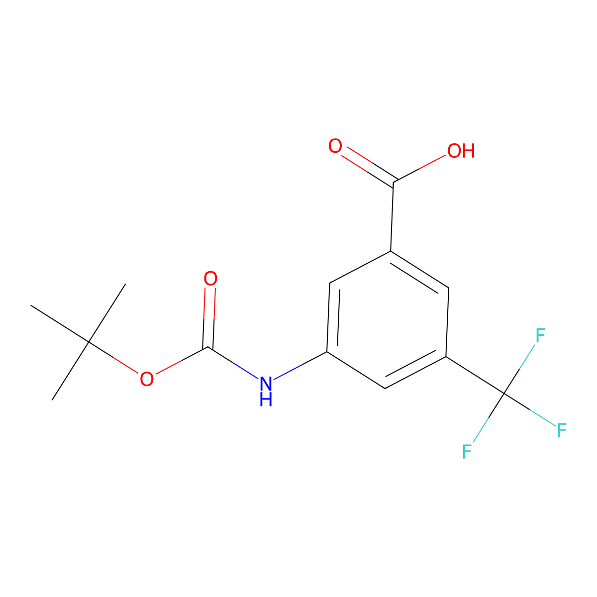 3-(((Tert-butoxy)carbonyl)amino)-5-(trifluoromethyl)benzoic acid molecular structure, CAS 1303988-99-9