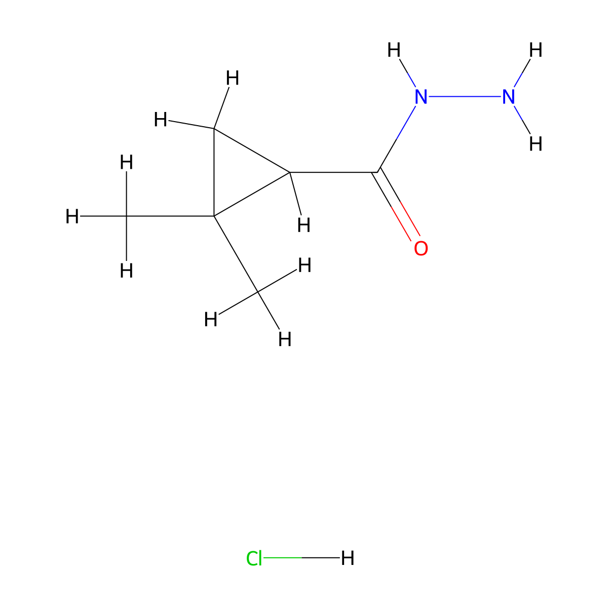 2,2-Dimethylcyclopropanecarbohydrazide hydrochloride molecular structure, CAS 1303993-90-9