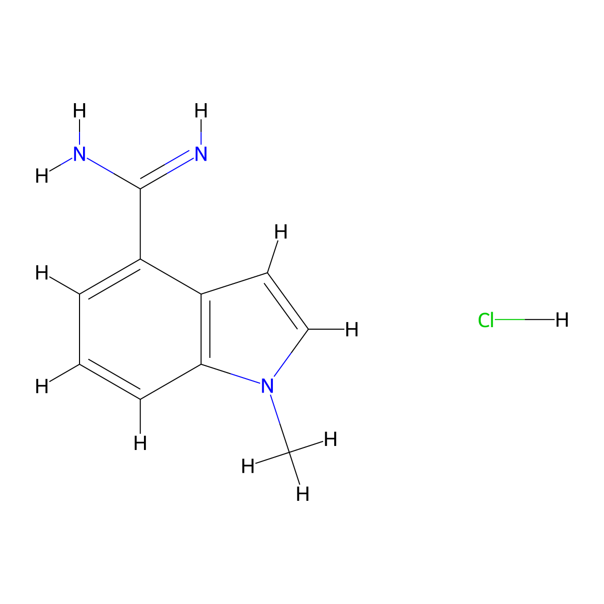 1-Methyl-1H-indole-4-carboximidamide hydrochloride molecular structure, CAS 1303994-04-8