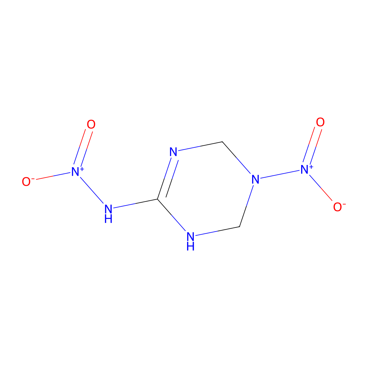 N-(5-Nitro-1,4,5,6-tetrahydro-1,3,5-triazin-2-yl)nitramide molecular structure, CAS 130400-13-4