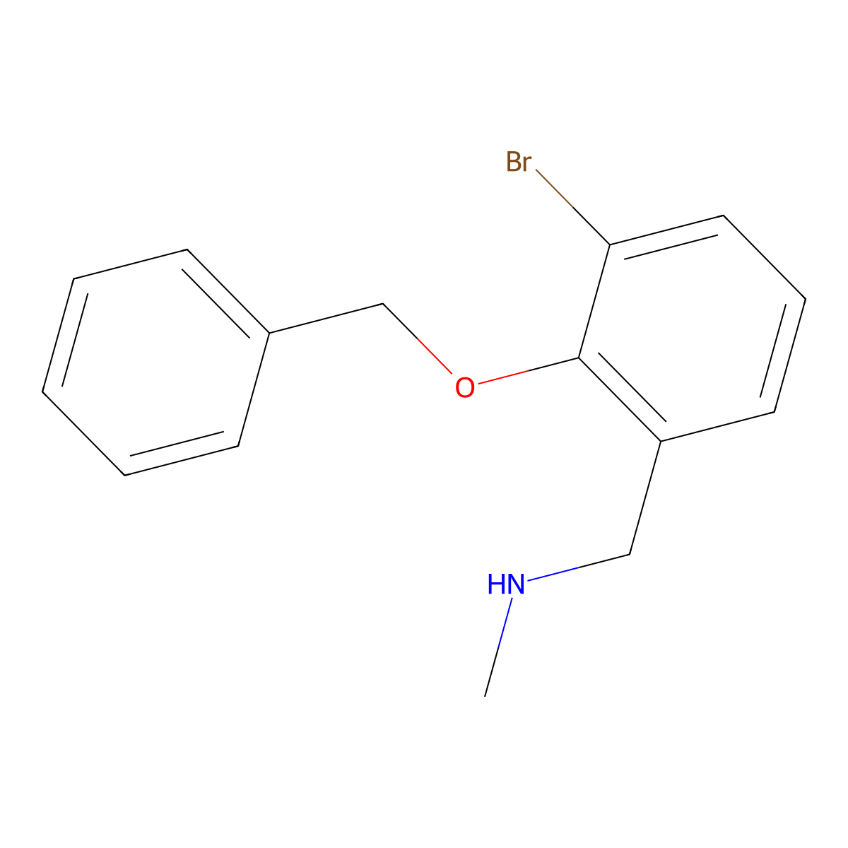 {[2-(Benzyloxy)-3-bromophenyl]methyl}(methyl)amine molecular structure, CAS 1304000-83-6