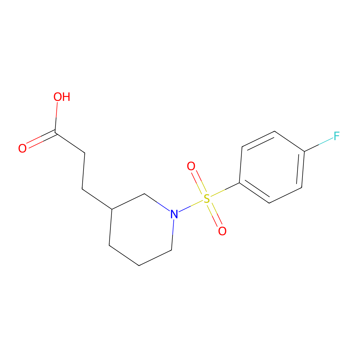 3-[1-(4-Fluorobenzenesulfonyl)piperidin-3-yl]propanoic acid molecular structure, CAS 1304005-64-8