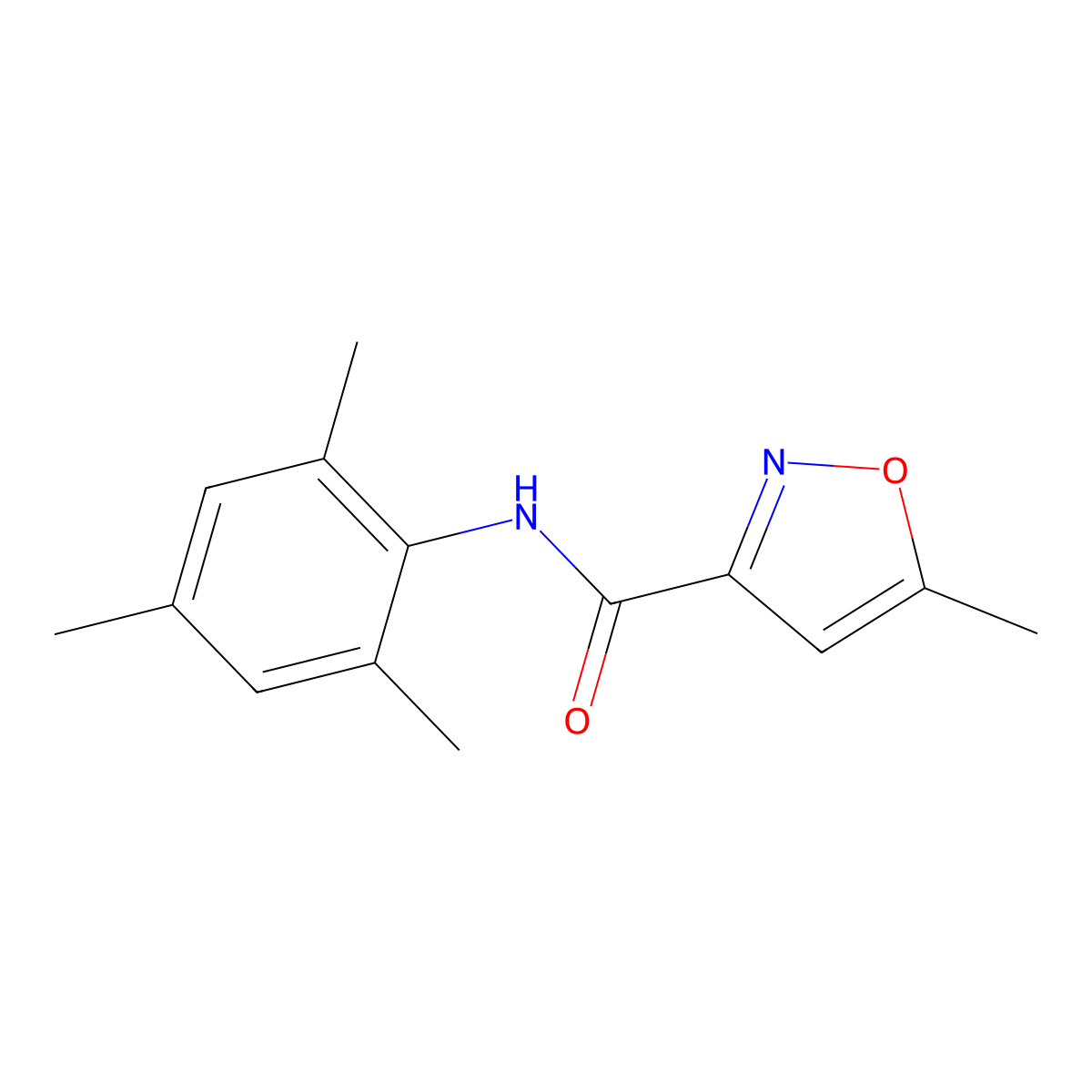 3-Isoxazolecarboxamide, 5-methyl-N-(2,4,6-trimethylphenyl)- molecular structure, CAS 130403-00-8